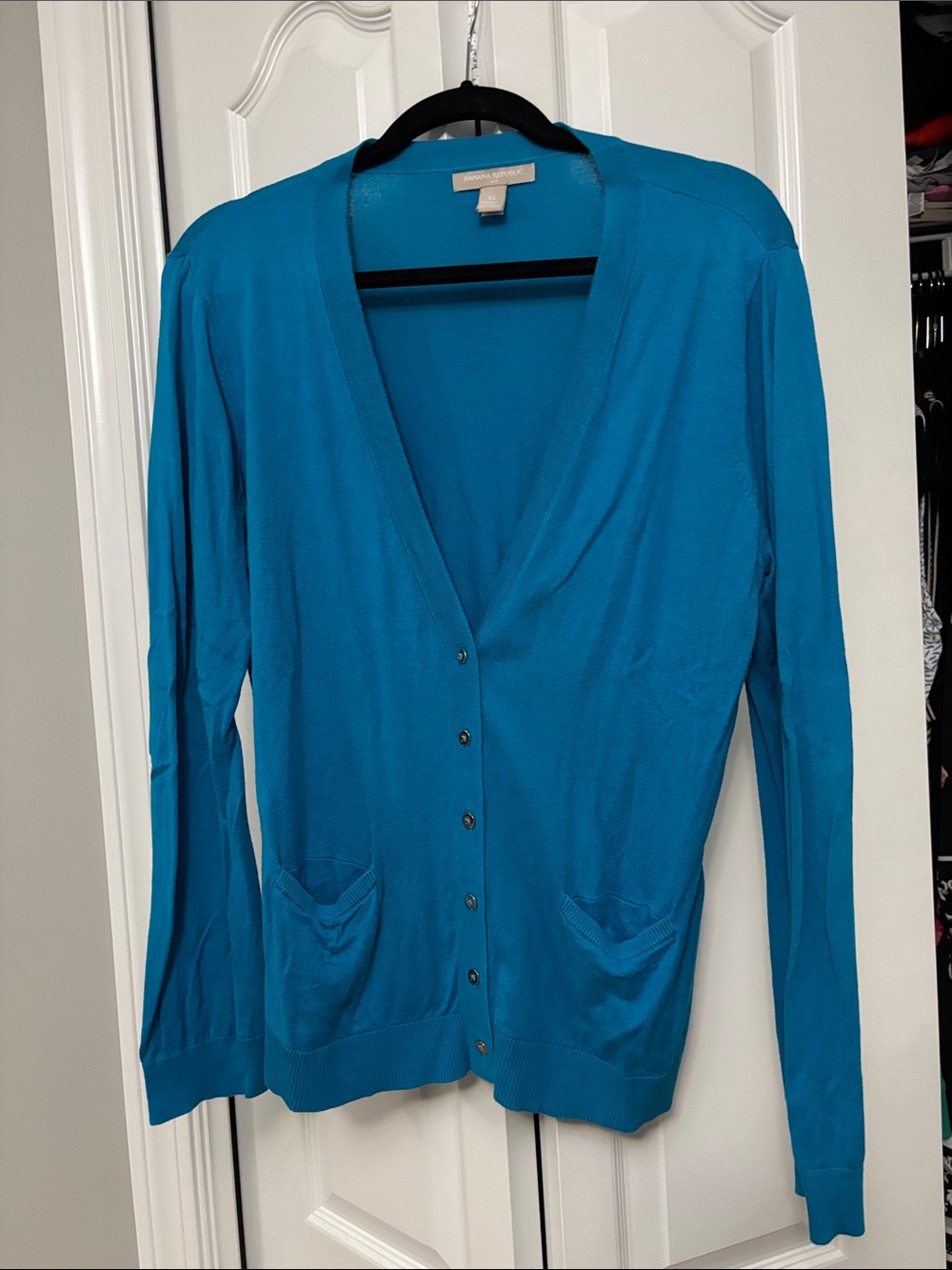 Banana Republic Teal Blue V-Neck Button Cardigan